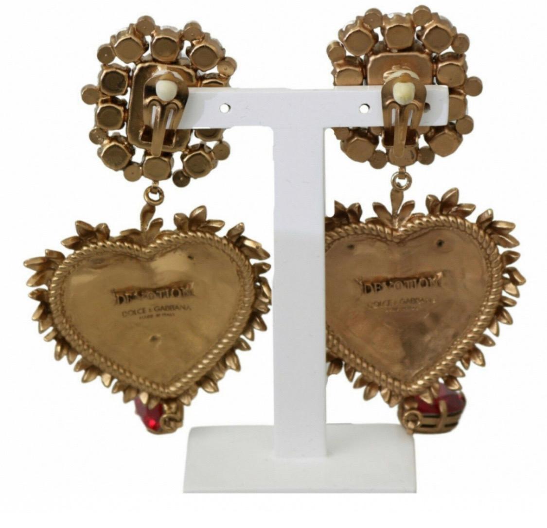 Dolce & Gabbana Clip on Dangling Sacred Heart earrings  In New Condition In WELWYN, GB