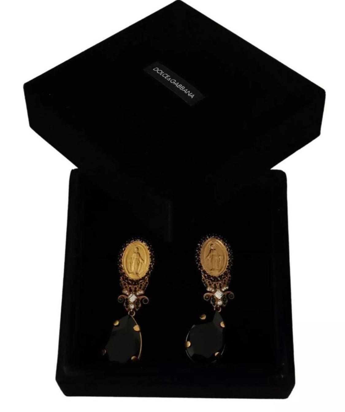 Dolce & Gabbana clip-on gold with black crystals earrings 10