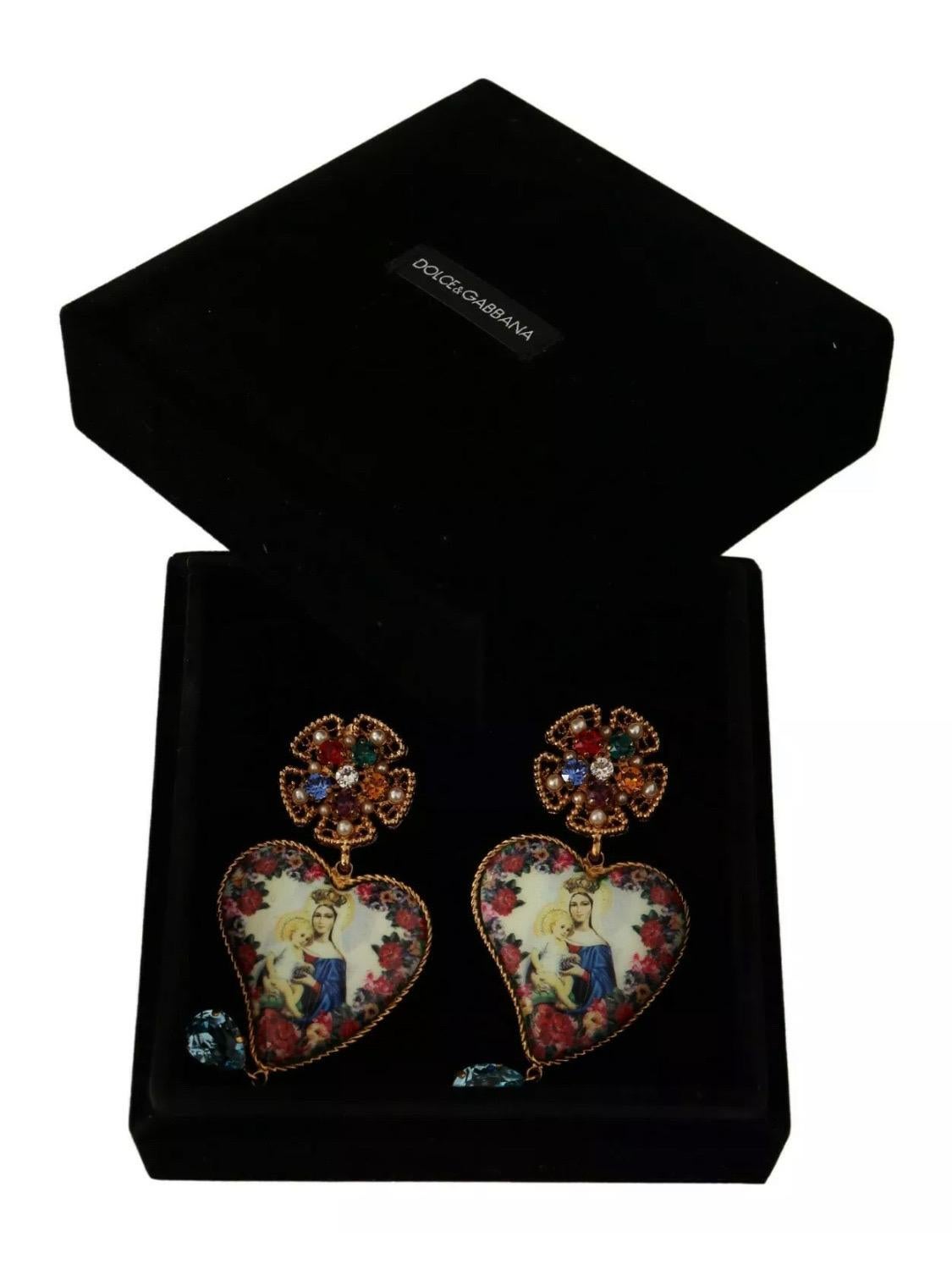 Dolce & Gabbana clip-on multicolour Sicily heart Maria crystals earrings  3