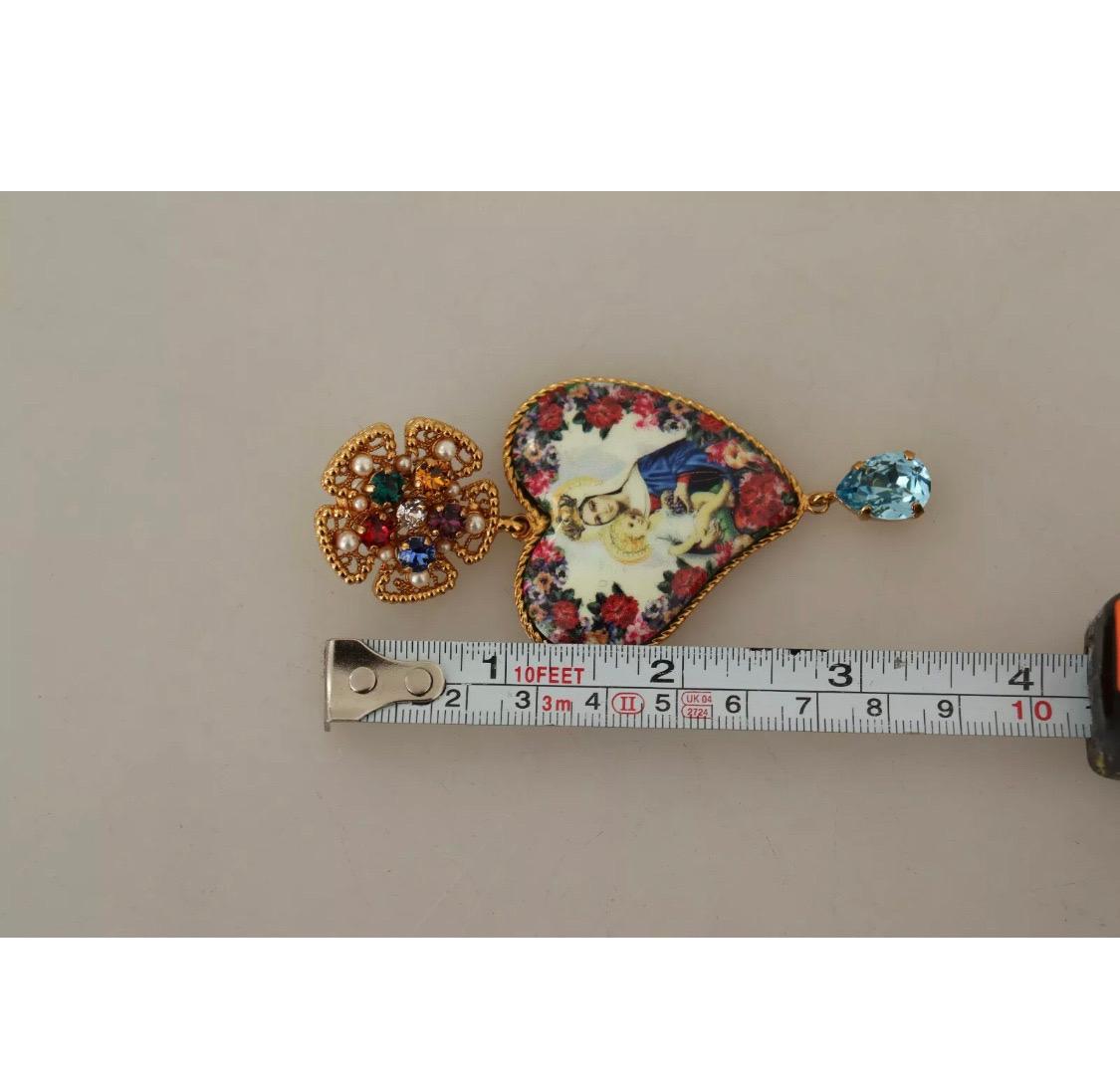 Dolce & Gabbana clip-on multicolour Sicily heart Maria crystals earrings  4