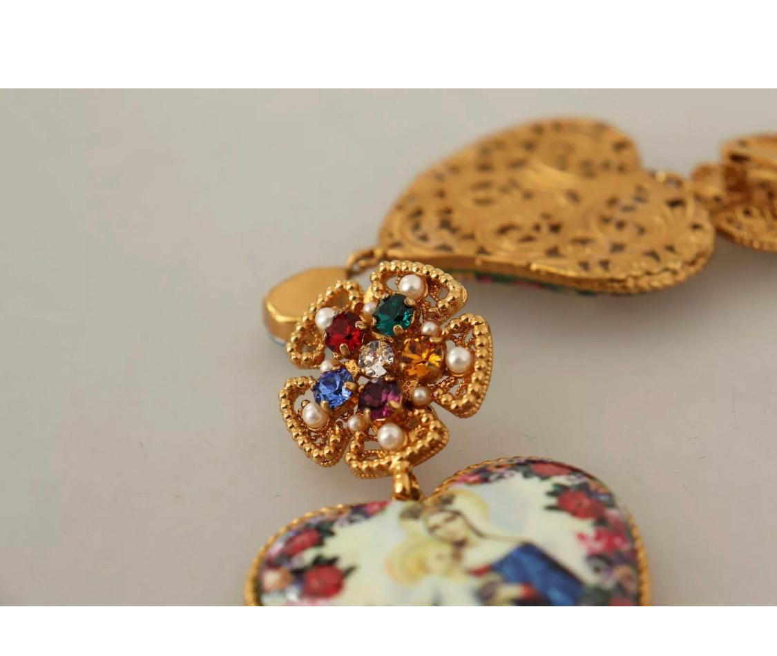 Women's Dolce & Gabbana clip-on multicolour Sicily heart Maria crystals earrings 