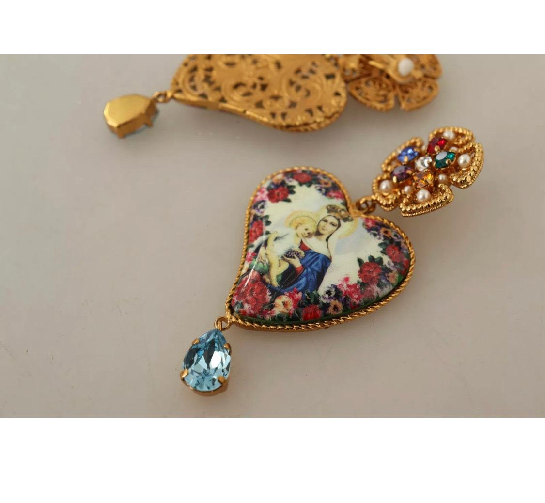 Dolce & Gabbana clip-on multicolour Sicily heart Maria crystals earrings  1