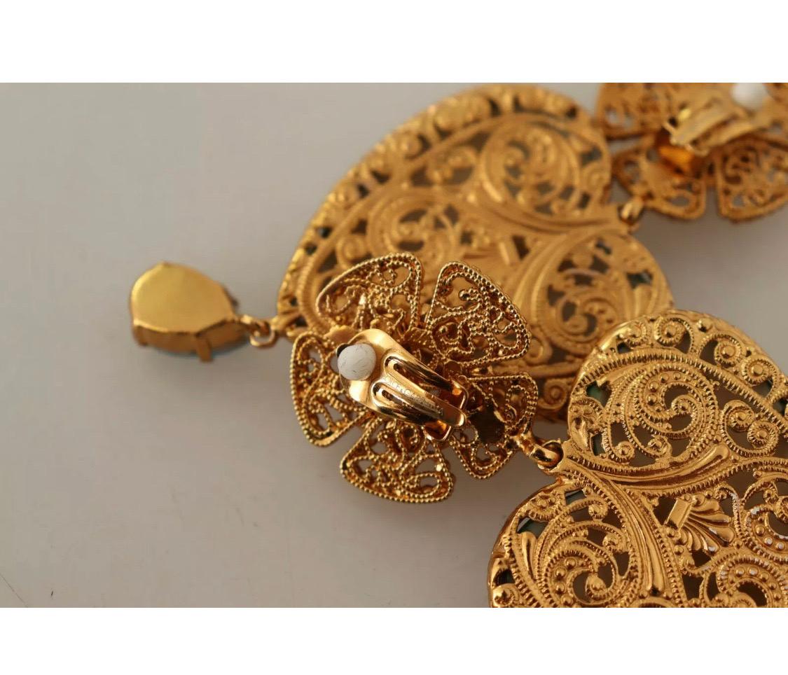 Dolce & Gabbana clip-on multicolour Sicily heart Maria crystals earrings  2
