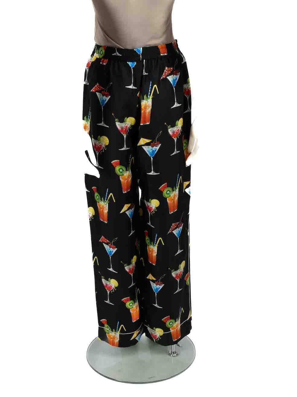 Dolce & Gabbana Cocktail Print Silk Pyjama Pants Size M In New Condition For Sale In London, GB