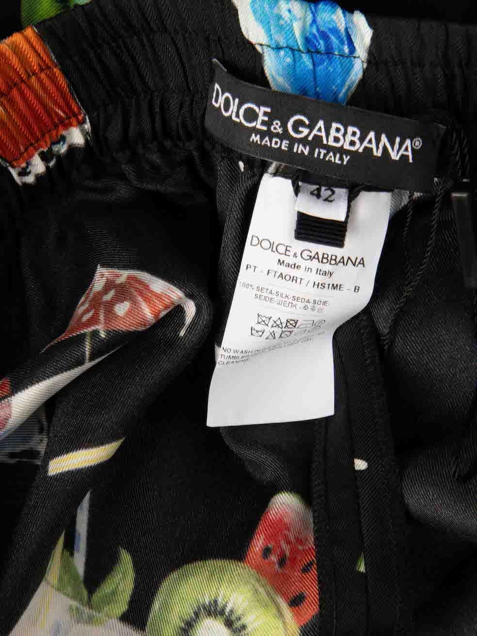 Women's Dolce & Gabbana Cocktail Print Silk Pyjama Pants Size M For Sale