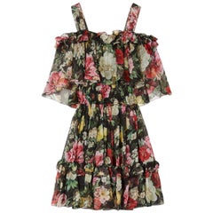 Dolce & Gabbana Cold-shoulder Floral-print Silk-chiffon Mini Dress