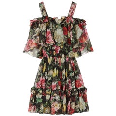 Dolce 
Gabbana Cold-shoulder Floral-print Silk-chiffon Mini Dress