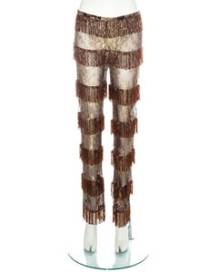Dolce & Gabbana copper and gold lace beaded fringe pants, ss 2000