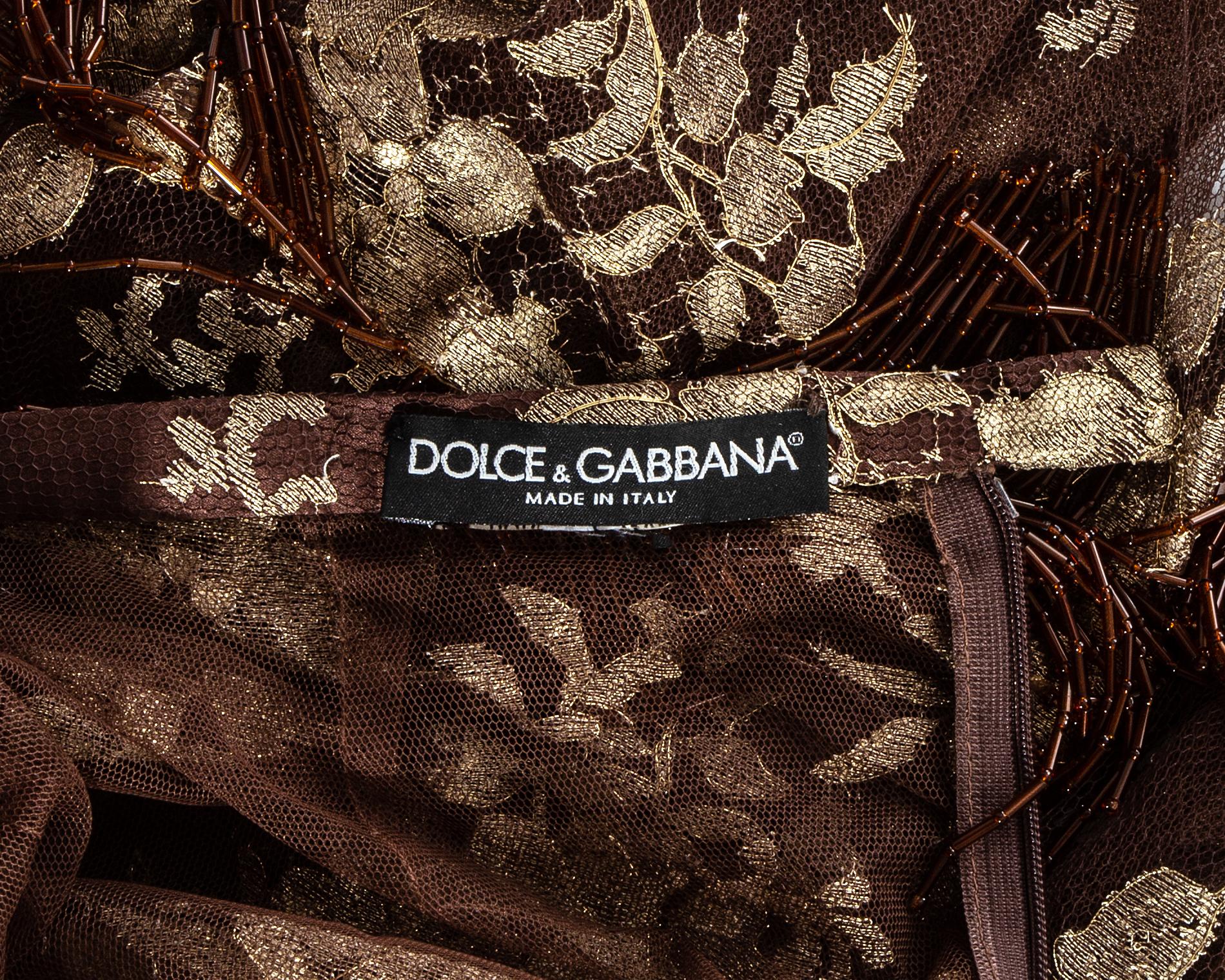 Dolce & Gabbana copper and gold lace beaded fringe pants, ss 2000 In Excellent Condition In London, GB