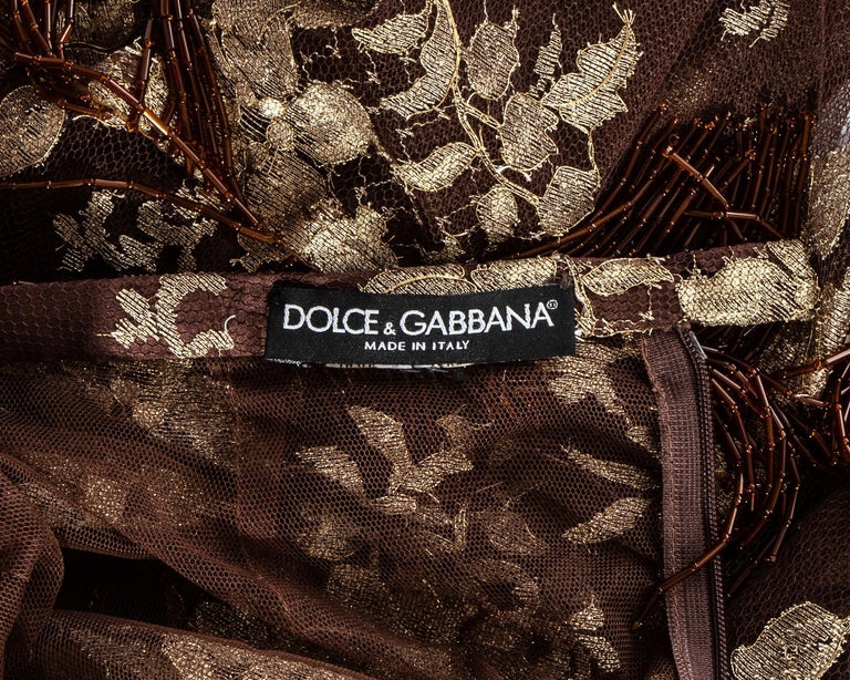 Dolce and Gabbana copper and gold lace beaded fringe pants, ss 2000 For ...