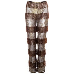 Vintage Dolce & Gabbana copper and gold lace beaded fringe pants, ss 2000