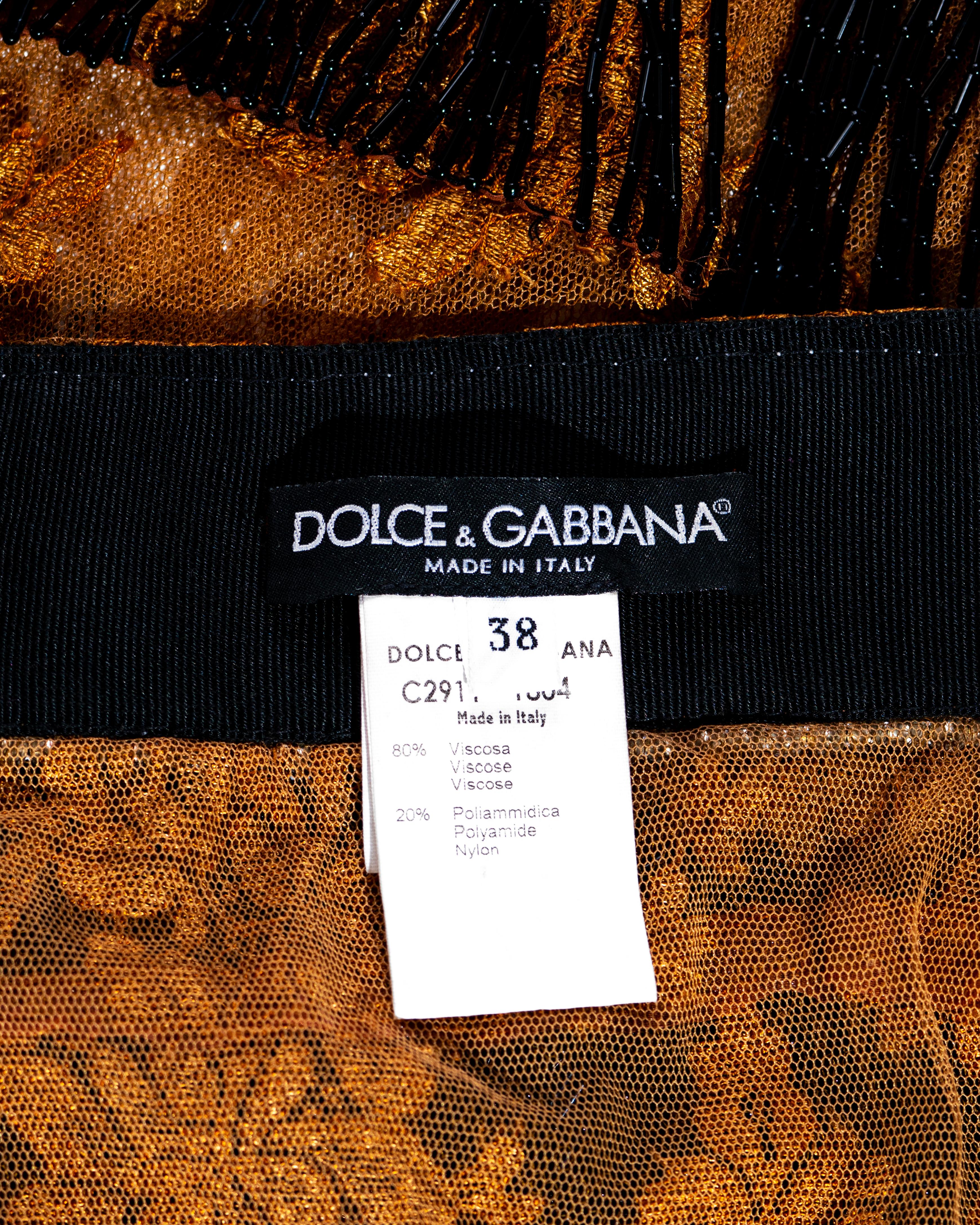 Jupe en dentelle de cuivre et cristaux perlés Dolce & Gabbana, ss 2000 4