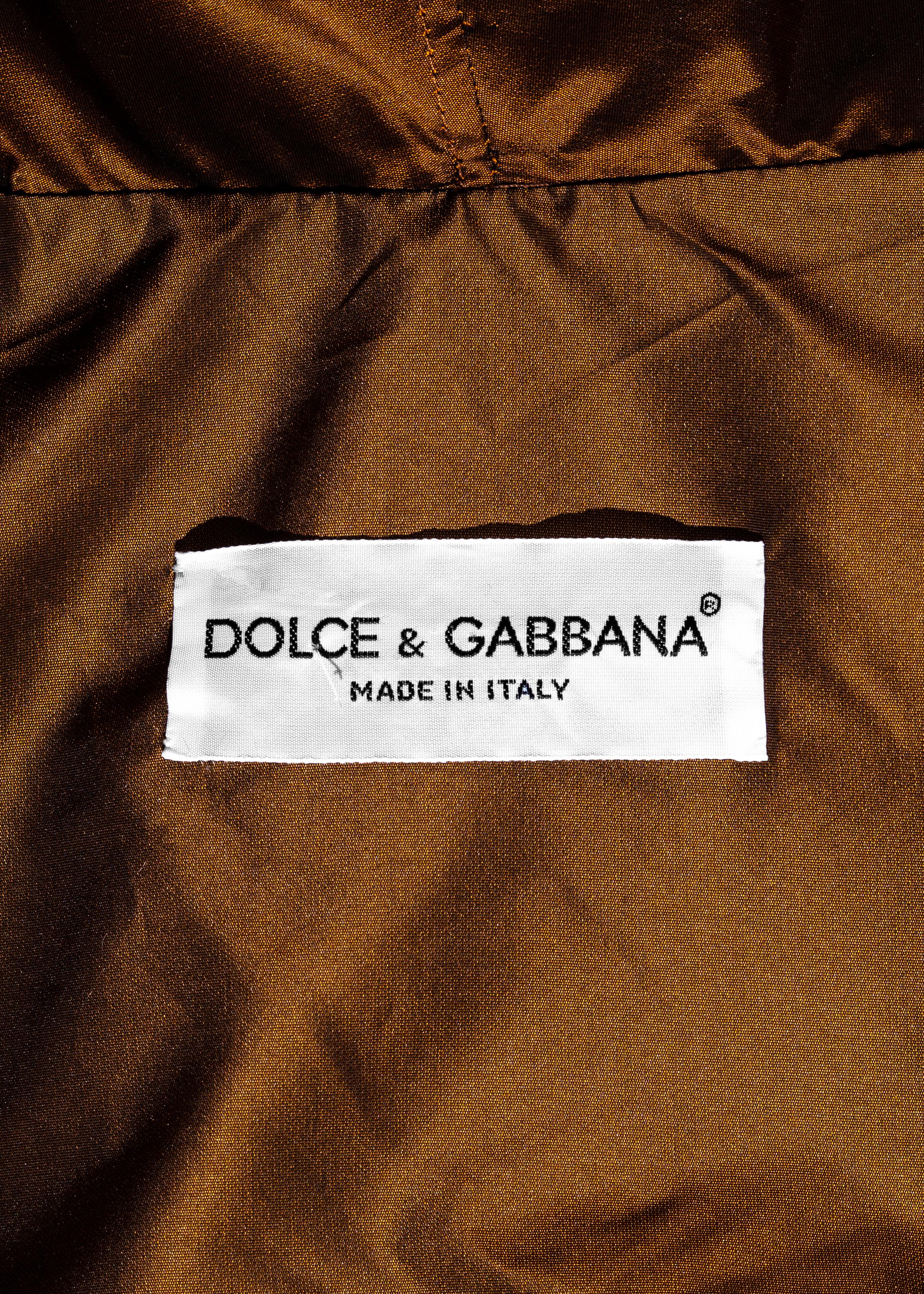 Dolce & Gabbana copper taffeta evening coat dress, fw 1991 4