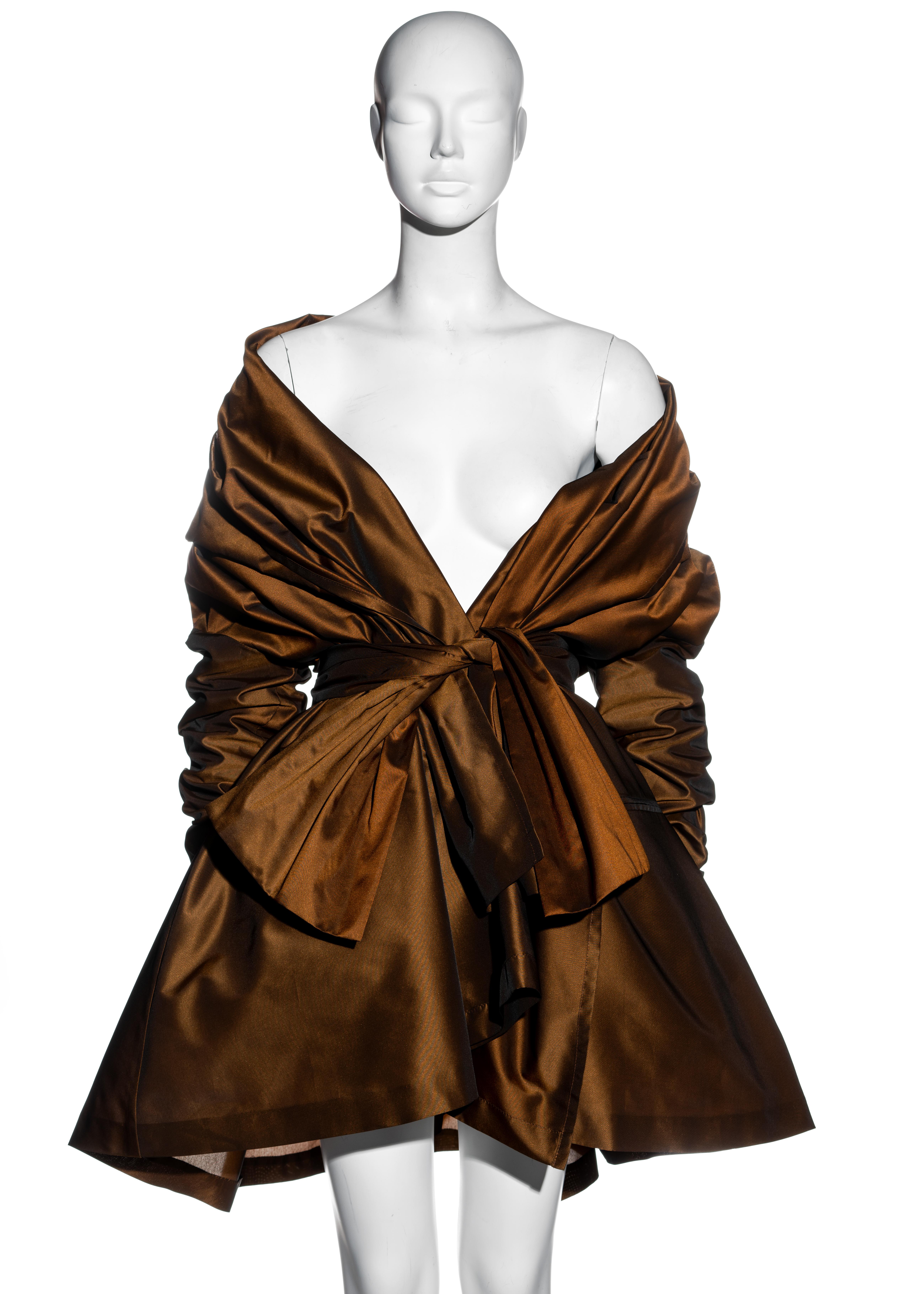 Black Dolce & Gabbana copper taffeta evening coat dress, fw 1991