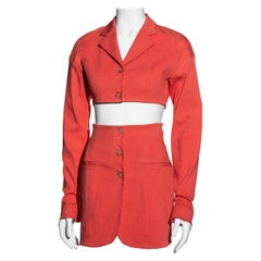 Traje de chaqueta y minifalda Dolce & Gabbana coral, ss 1992