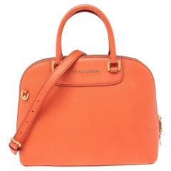 Dolce & Gabbana Coral Orange Leather Megan Dome Satchel