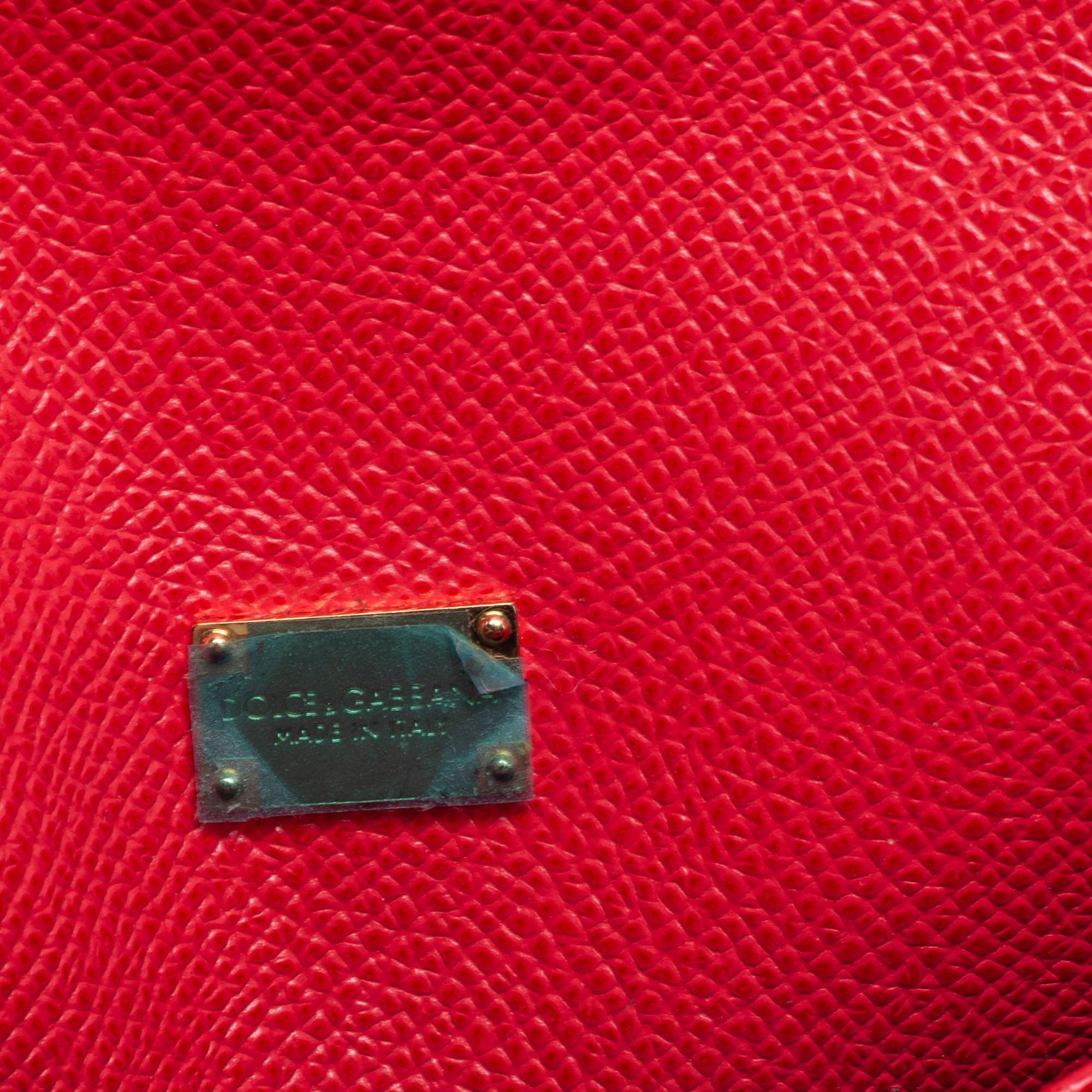 Dolce & Gabbana Coral Pink Leather Mini Miss Sicily Crossbody Bag 3