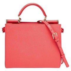 Dolce & Gabbana Coral Pink Leather Miss Sicily Tote