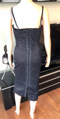 Dolce & Gabbana Corset Lace Up Perforated Mesh Black Dress