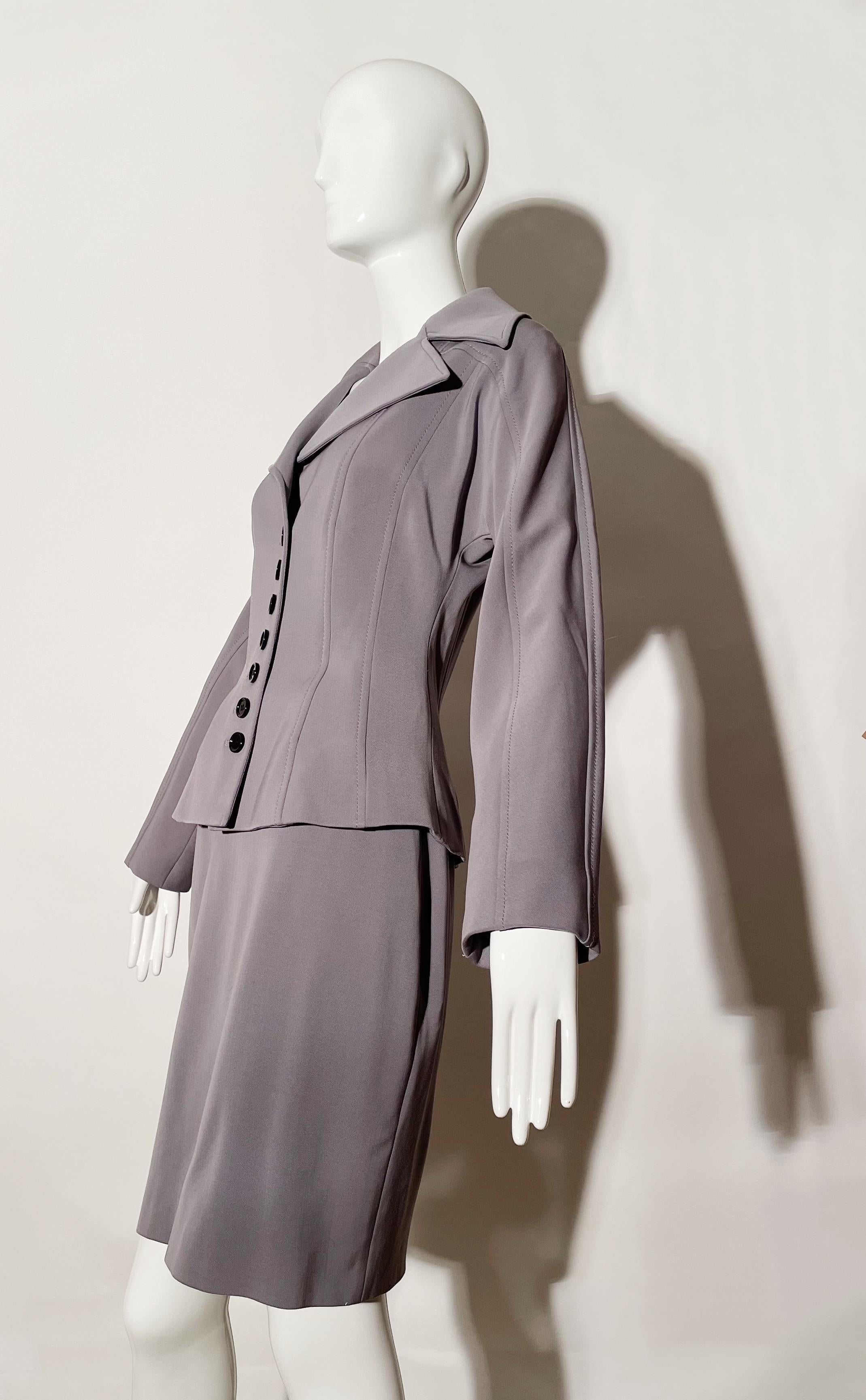 Gray Dolce & Gabbana Corset Skirt Suit For Sale