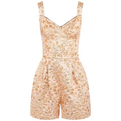 Dolce & Gabbana Corset-Top Jumpsuit in Gold Metallic Jacquard