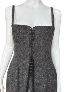Dolce & Gabbana Corseted Leaf Wool Fall Dress M