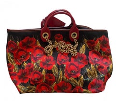 Dolce & Gabbana - Sac fourre-tout capri en coton noir à motifs floraux Cannes