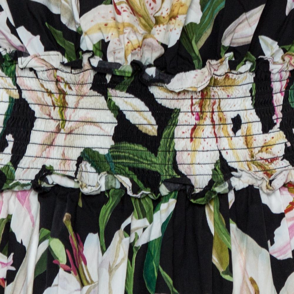 Dolce & Gabbana Baumwolle Lily Print Off-Shoulder Kleid S Damen