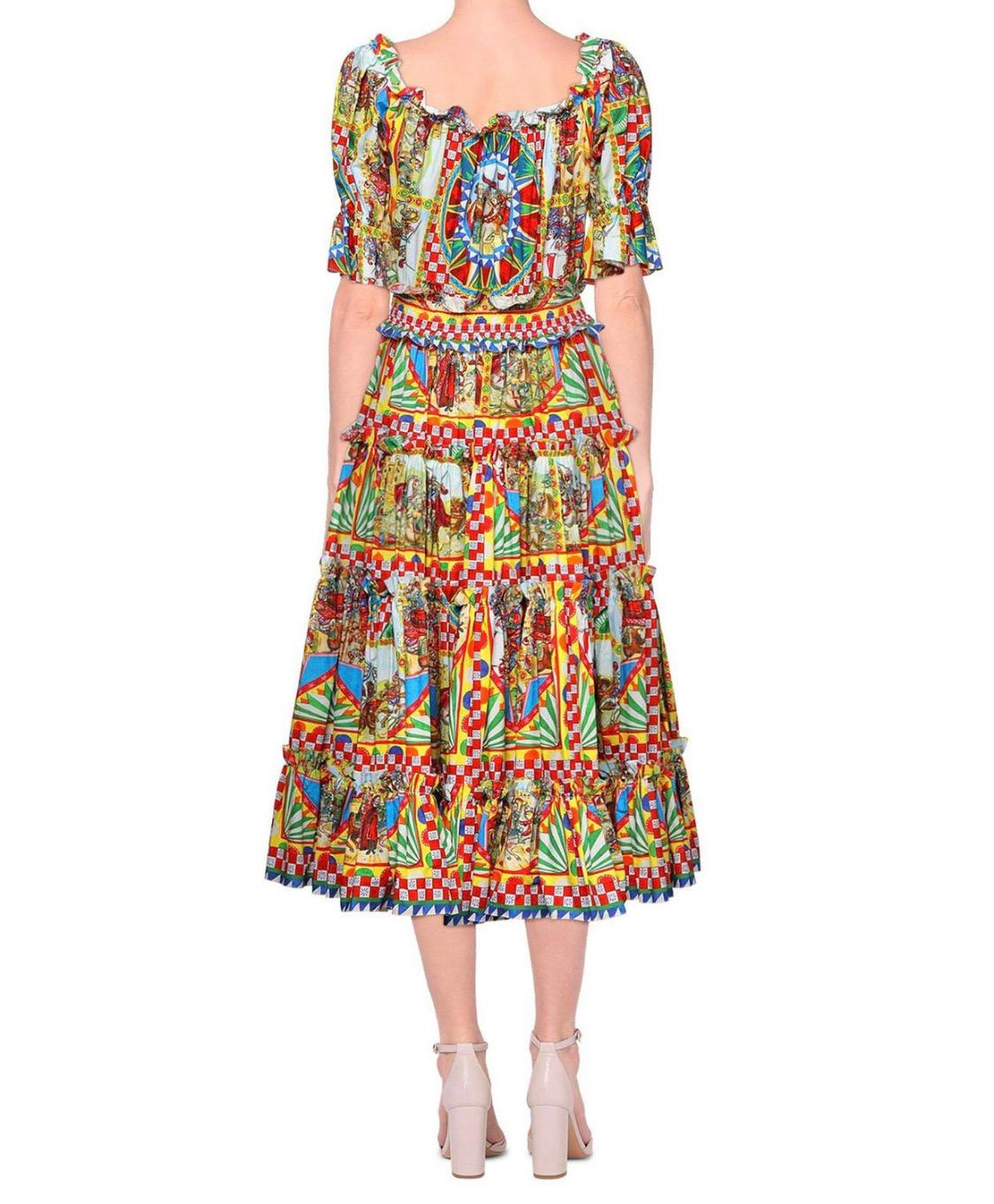 Dolce & Gabbana cotton poplin maxi
dress with all-over multicolor 