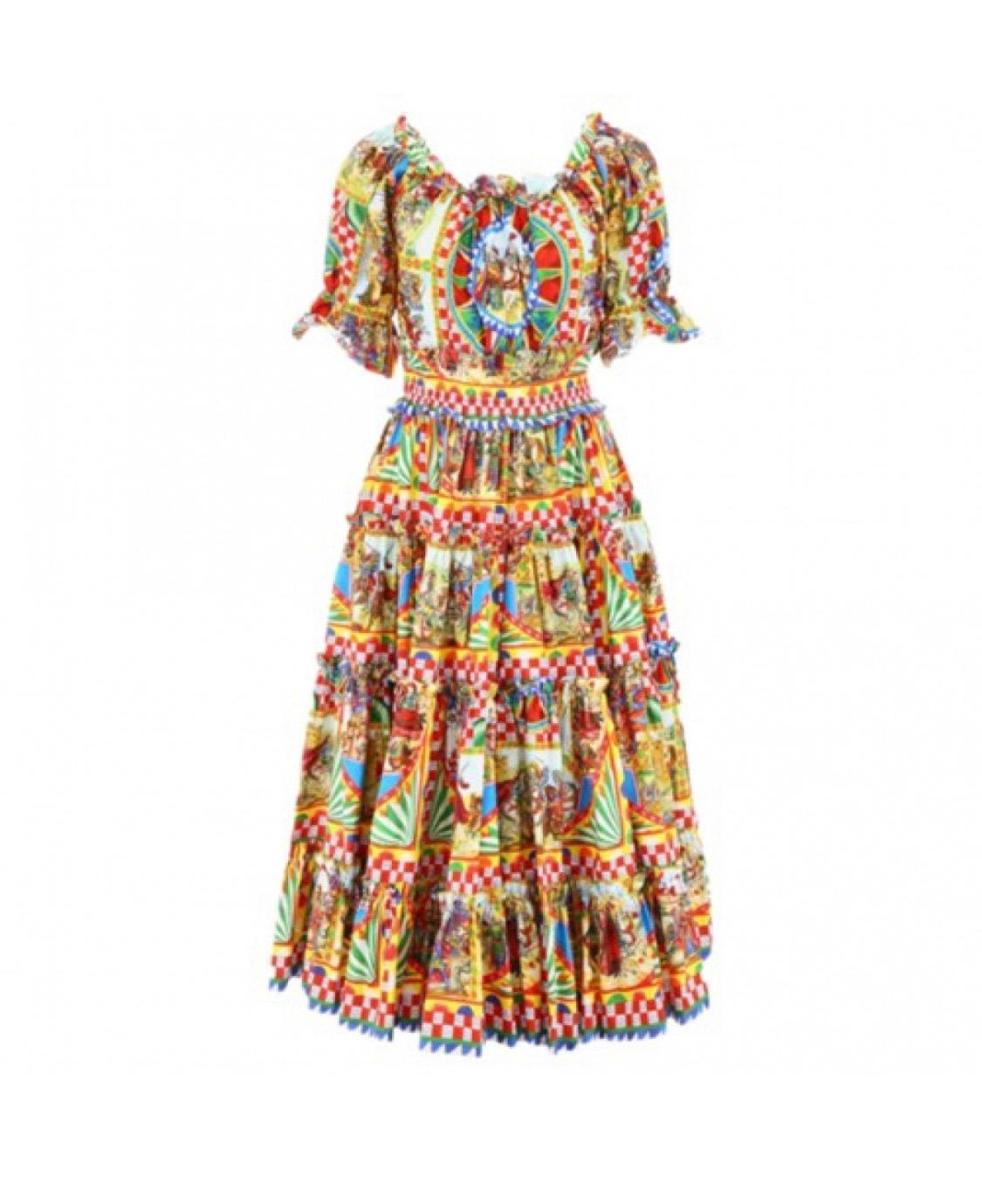 Dolce & Gabbana cotton maxi dress with multicolor 