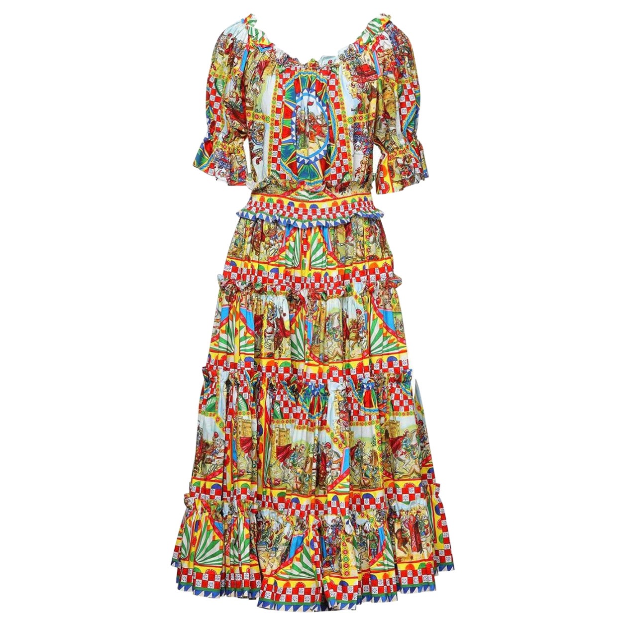Dolce 
Gabbana cotton maxi dress with multicolor "Carretto Siciliano" print