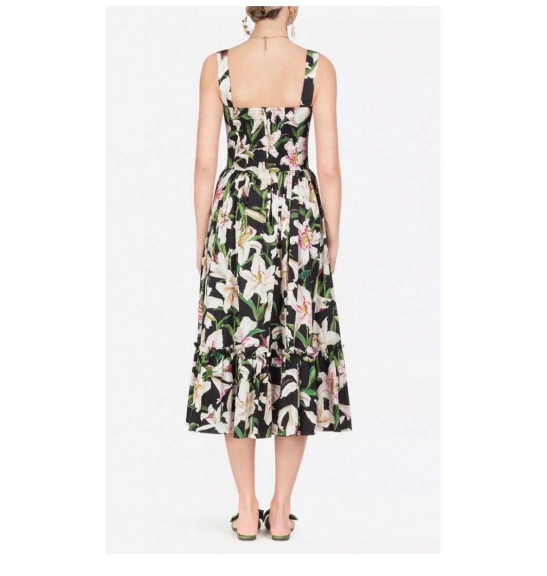 Dolce & Gabbana Maxi-Bustierkleid für Damen aus Baumwolle mit mehrfarbigem Blumendruck im Zustand „Relativ gut“ in WELWYN, GB