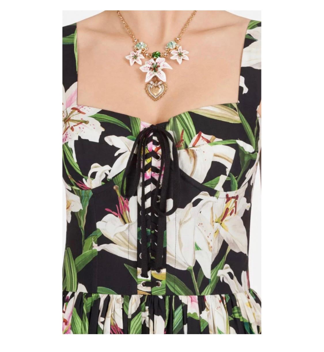 Dolce & Gabbana Maxi-Bustierkleid für Damen aus Baumwolle mit mehrfarbigem Blumendruck 1