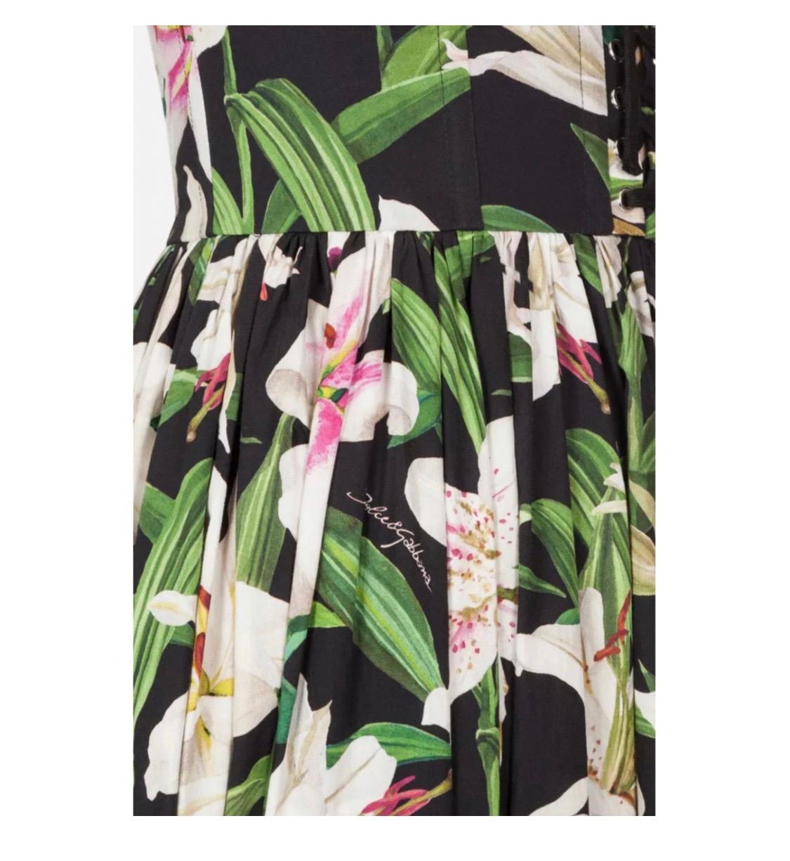 Dolce & Gabbana Maxi-Bustierkleid für Damen aus Baumwolle mit mehrfarbigem Blumendruck 2