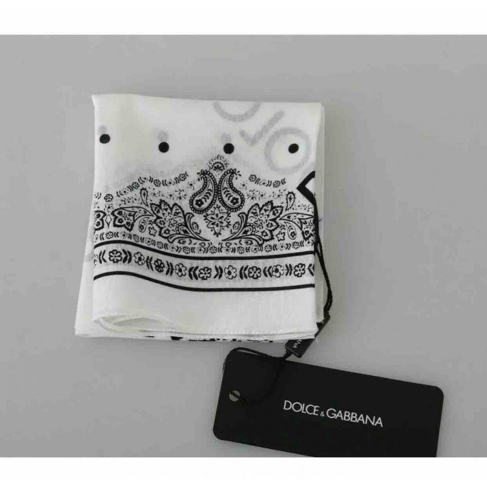 Gray Dolce & Gabbana Cotton Neckerchief in White and Black