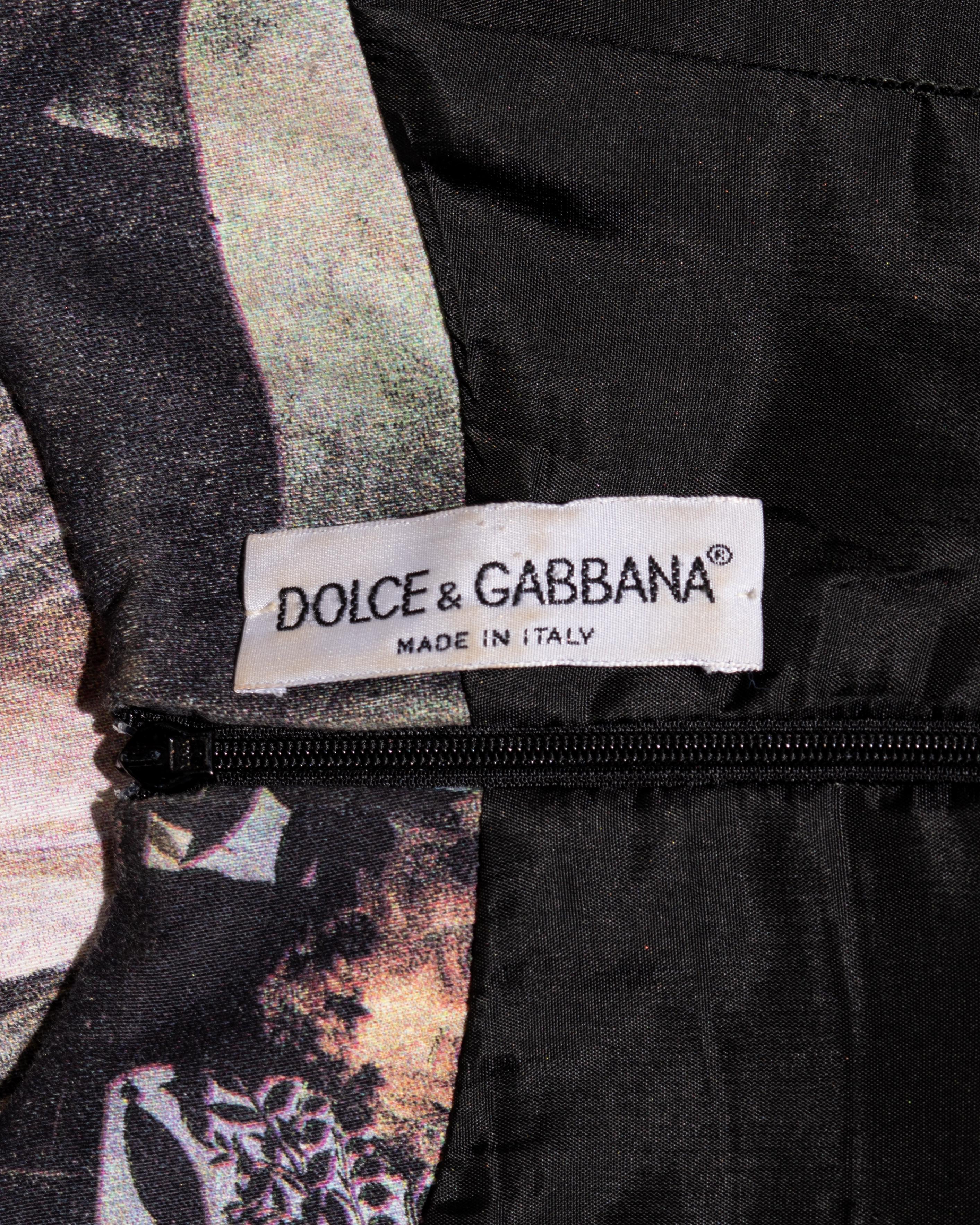 Dolce & Gabbana cotton sheath dress with renaissance print, ss 1993 3
