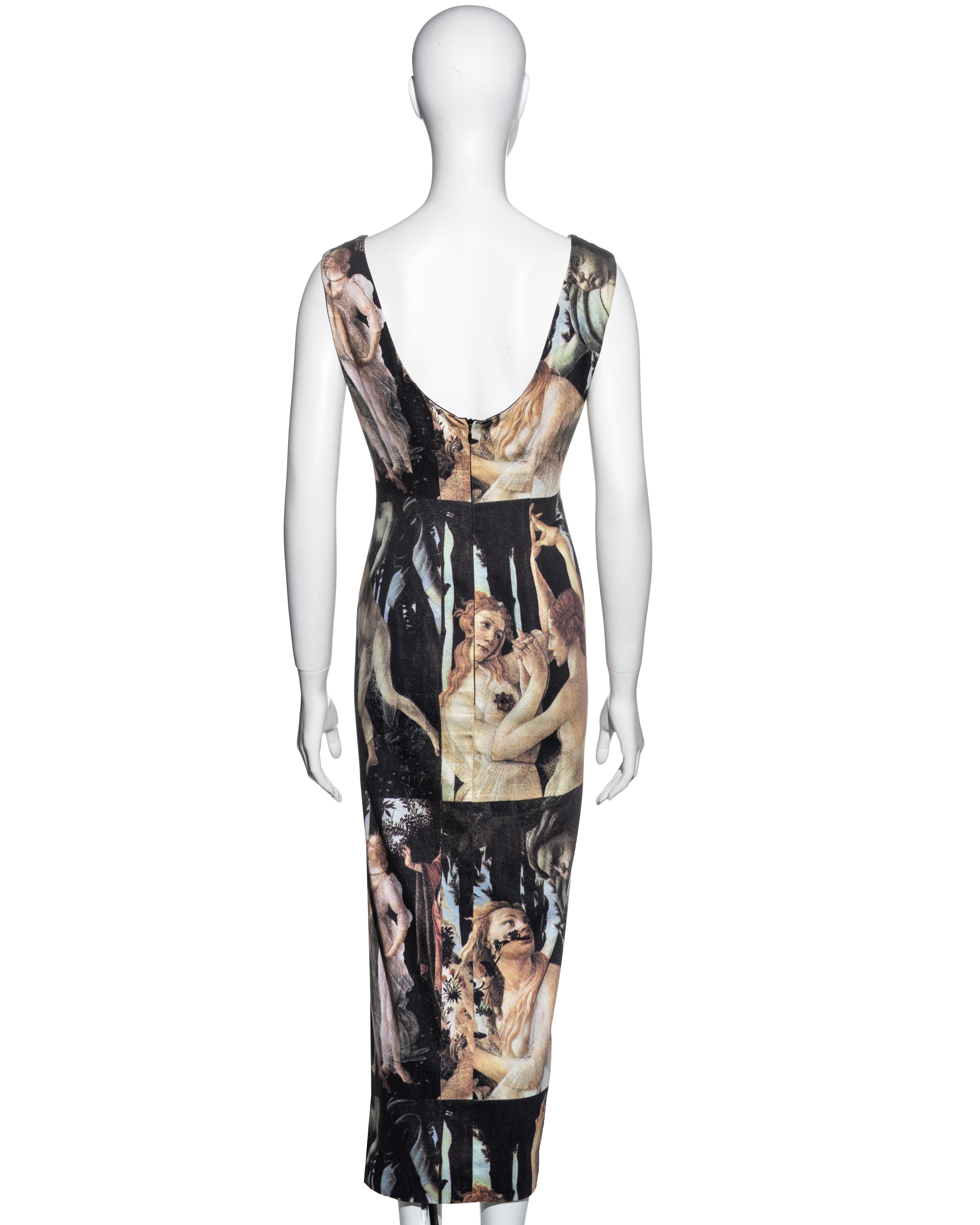Women's Dolce & Gabbana cotton sheath dress with renaissance print, ss 1993