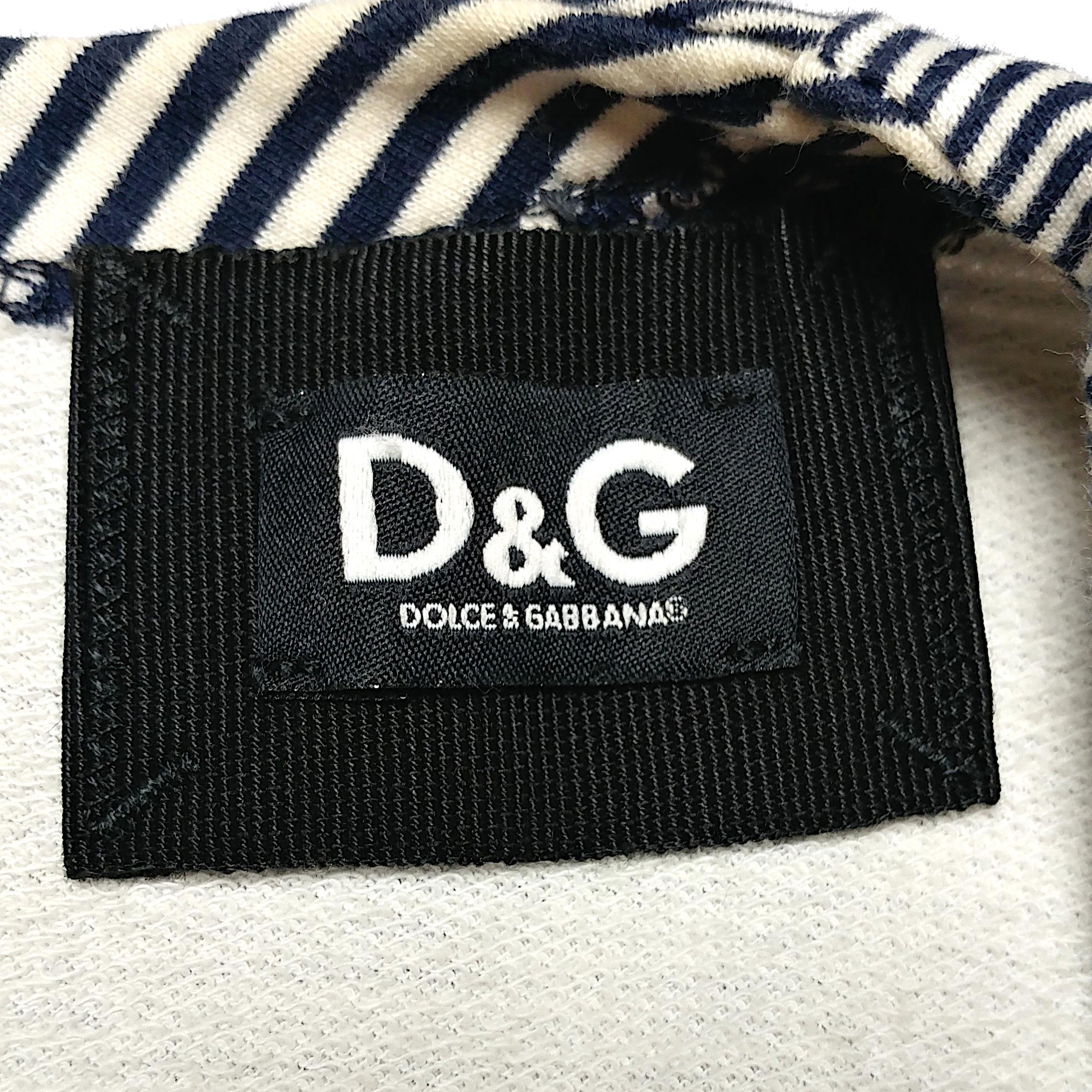 DOLCE & GABBANA – ärmelloses Kleid aus Baumwolle mit blauen und cremefarbenen Streifen  Größe M Damen im Angebot