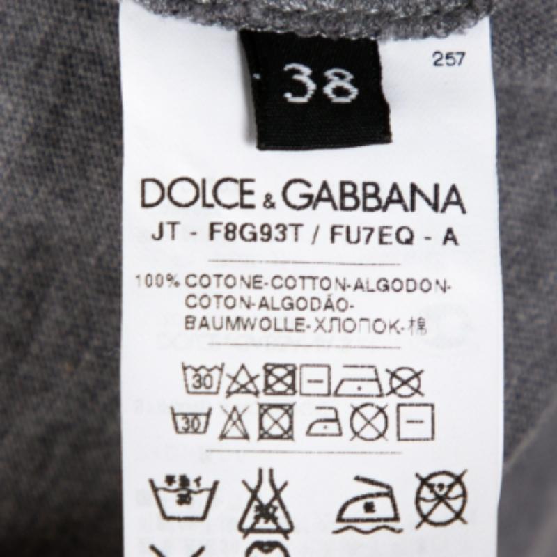 Dolce & Gabbana Cotton V-Neck T-Shirt w/ Butterfly Printed Tasseled Silk Scarf S For Sale 1