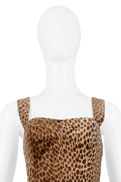 Dolce & Gabbana Cotton Velvet Leopard Print Cocktail Dress 1996-97
