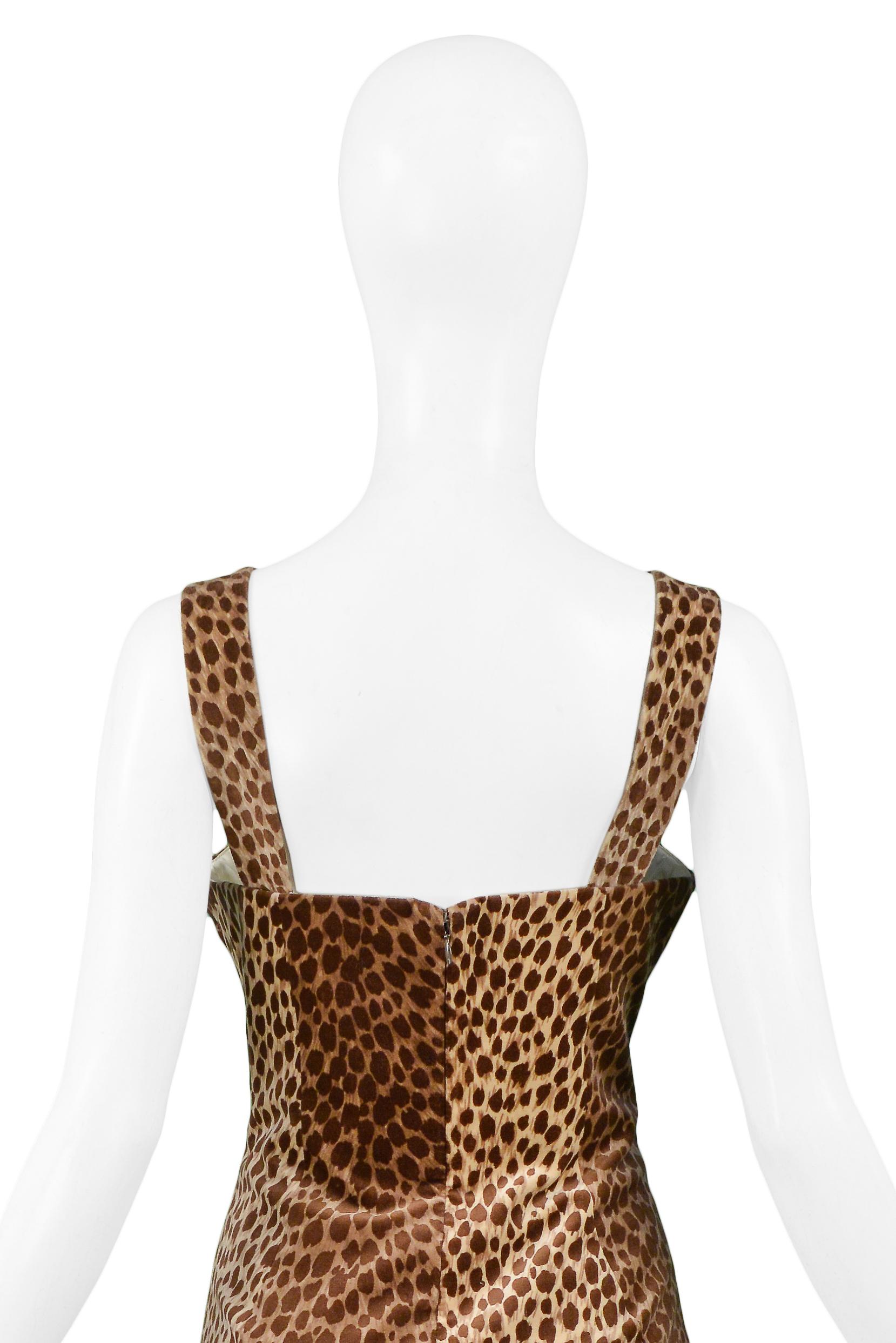 Dolce & Gabbana Cotton Velvet Leopard Print Cocktail Dress 1996-97  In Excellent Condition In Los Angeles, CA