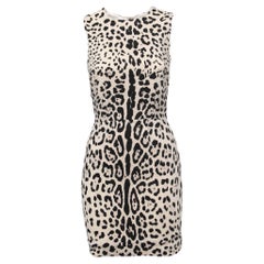 Dolce & Gabbana Cream Animal Printed Silk Sleeveless Sheath Dress S