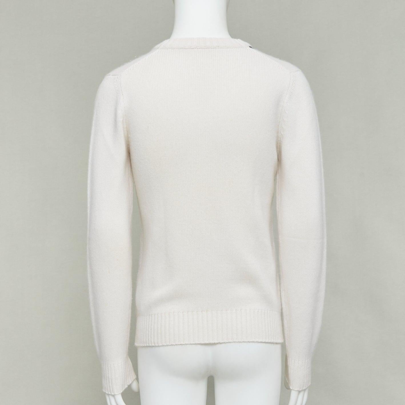 Uomo DOLCE GABBANA crema cashmere oro scudetto varsity con scollo a V IT46 S.I.V.A. in vendita