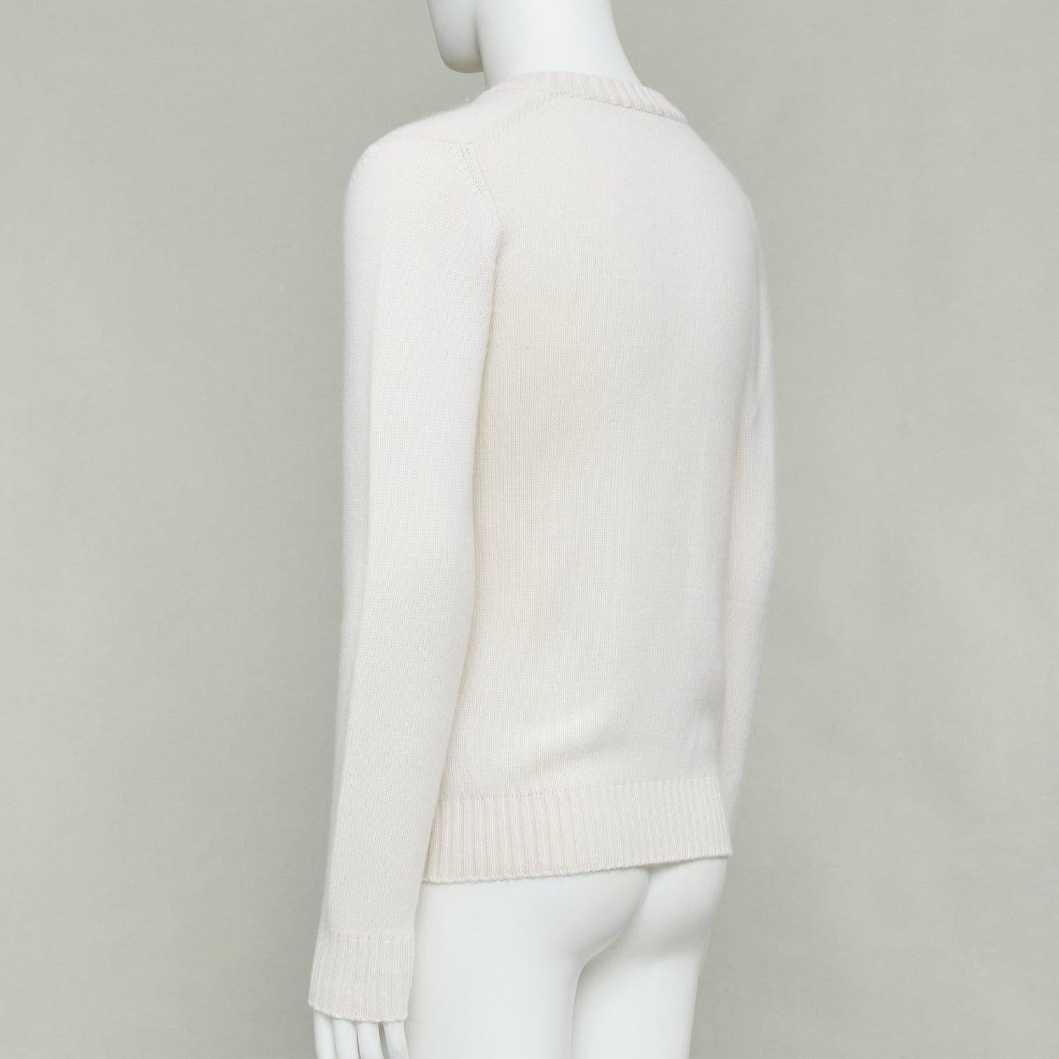 DOLCE GABBANA crema cashmere oro scudetto varsity con scollo a V IT46 S.I.V.A. in vendita 1