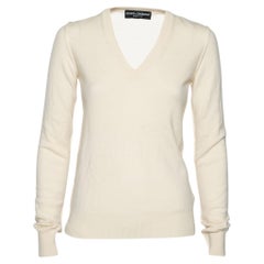 Dolce & Gabbana Cream Cashmere Inside Out Long Sleeve Sweater S