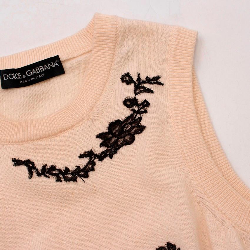 Dolce & Gabbana Cream Cashmere & Lace Twin Set - Size US 4 1