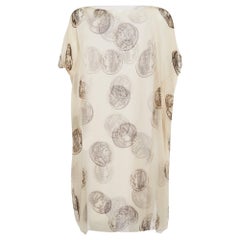 Dolce & Gabbana Cream Coin Print Silk Semi Sheer Kaftan Dress S