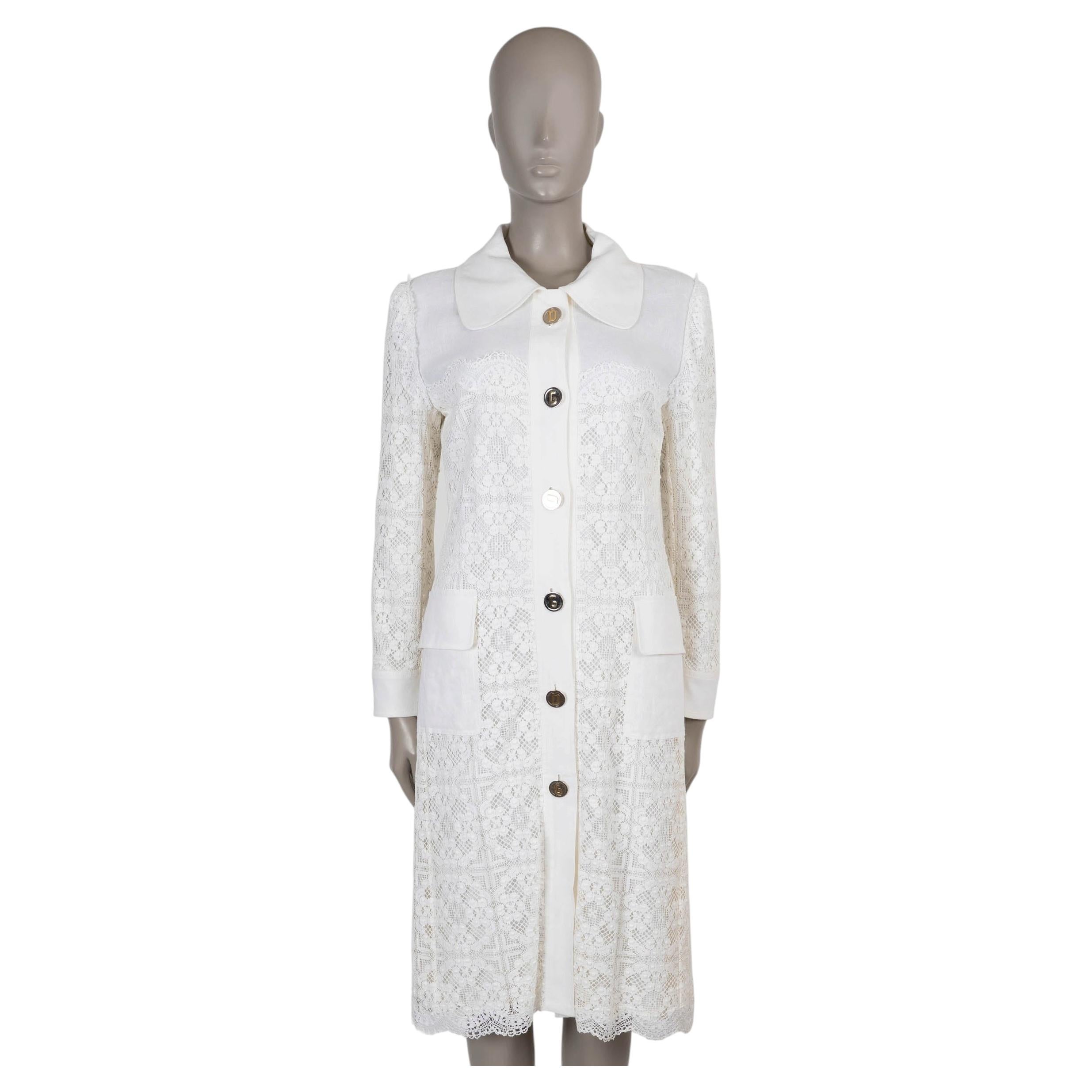 DOLCE & GABBANA cream cotton CROCHET LACE Coat 44 L