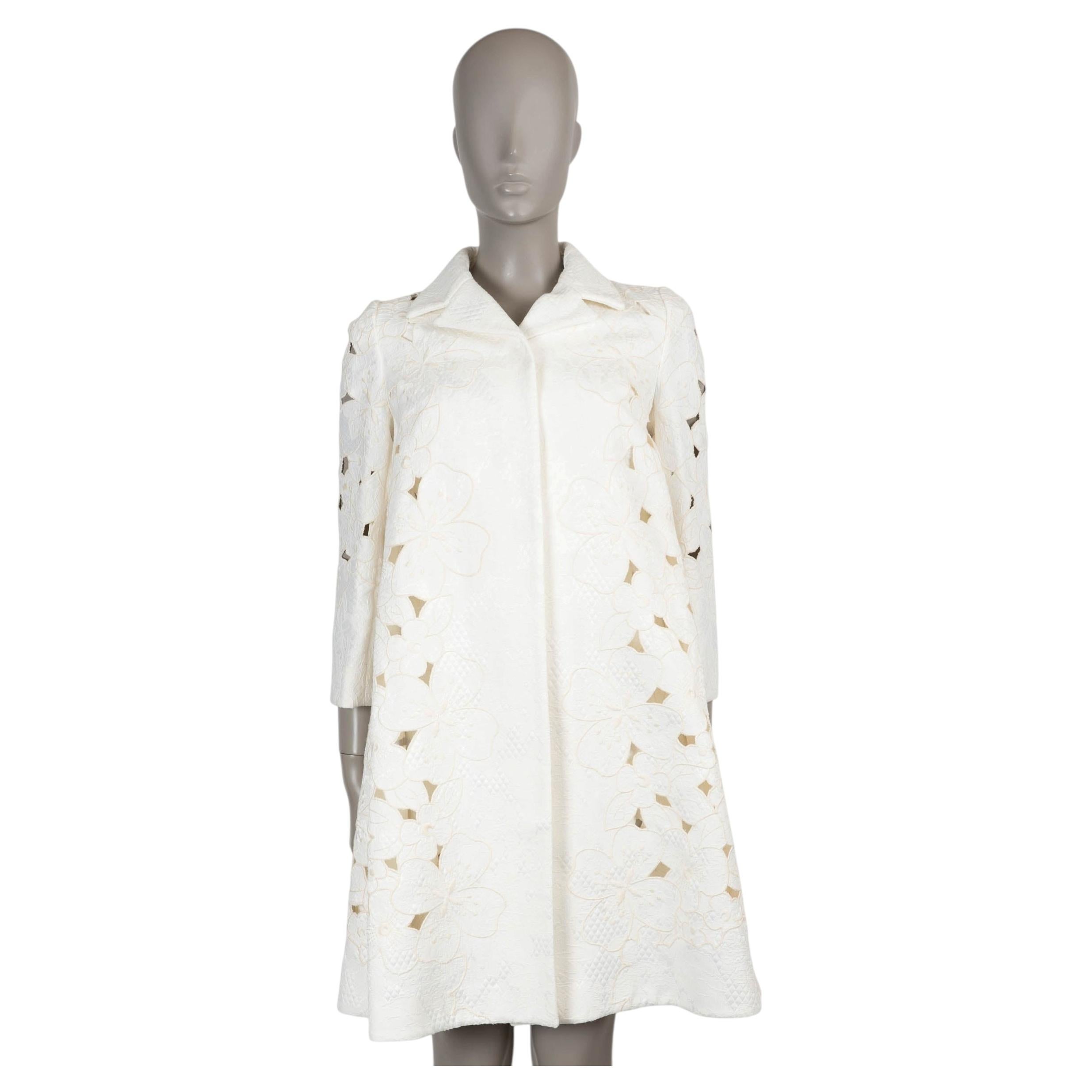 DOLCE & GABBANA cream cotton FLORAL JACQUARD Coat Jacket 42 M