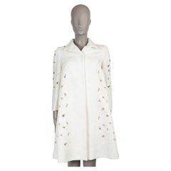 DOLCE & GABBANA cream cotton FLORAL JACQUARD Coat Jacket 42 M